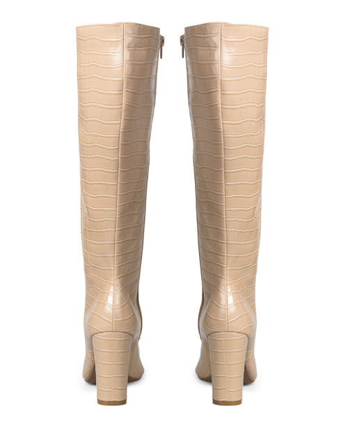 Bota Beige Croco Punta Picuda 26402